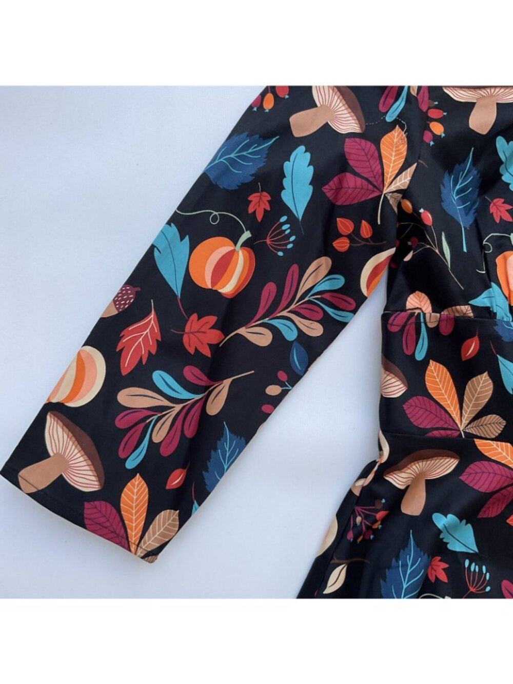 Eva Rose Women’s Pumpkin & Leaves Retro Print Dress 3/4 Sleeves Printed Size L - Picture 6 of 9